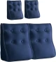 Set aus zwei gesteppten, marineblauen Samt-Lendenkissen mit weißer Paspelierung.