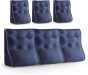 Set mit 3 modularen Lendenkissen – Blau – Leinen, gesteppt und ergonomisch.